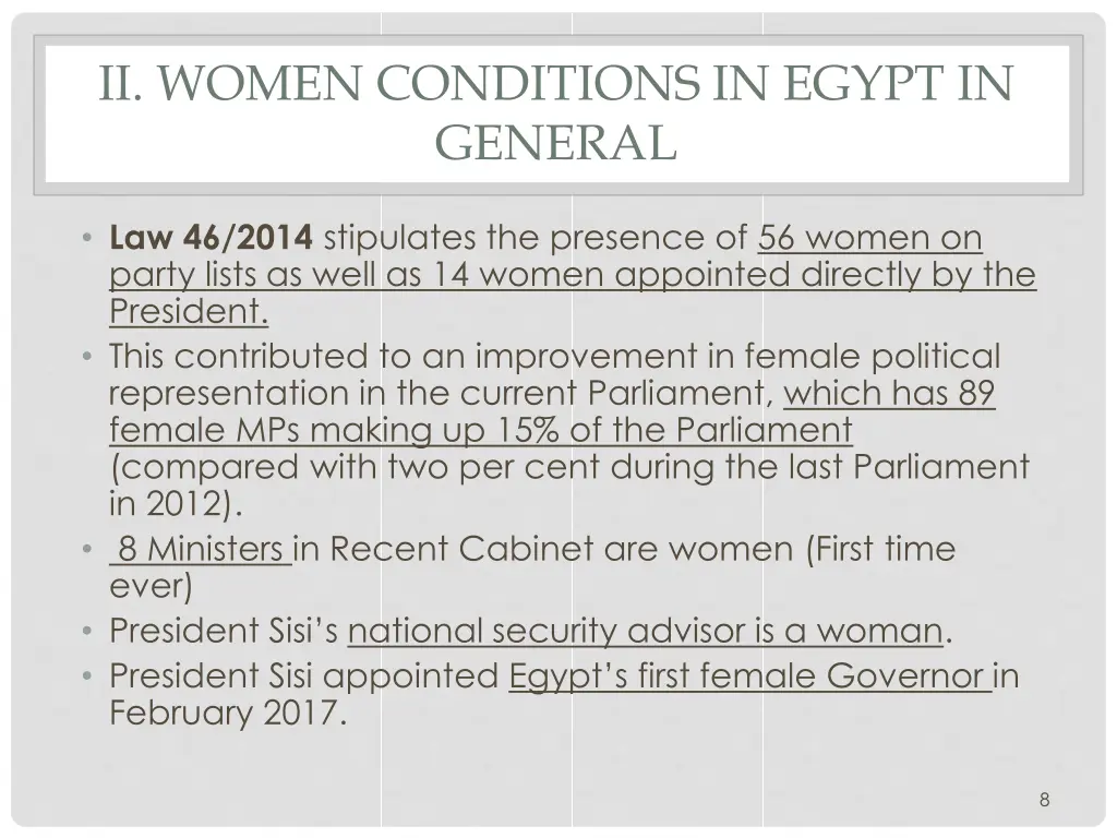 ii women conditions in egypt in general 1
