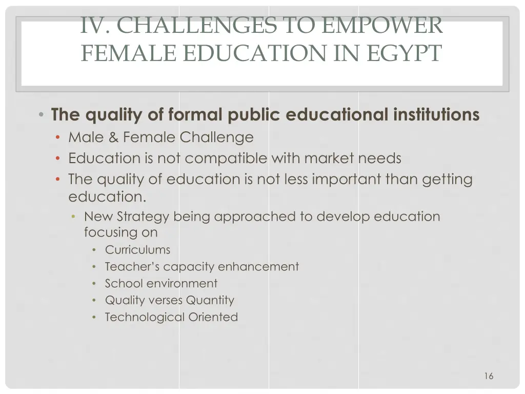 iv challenges to empower female education in egypt