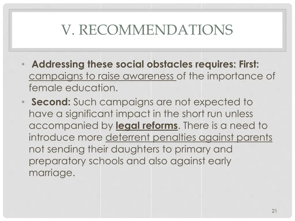 v recommendations