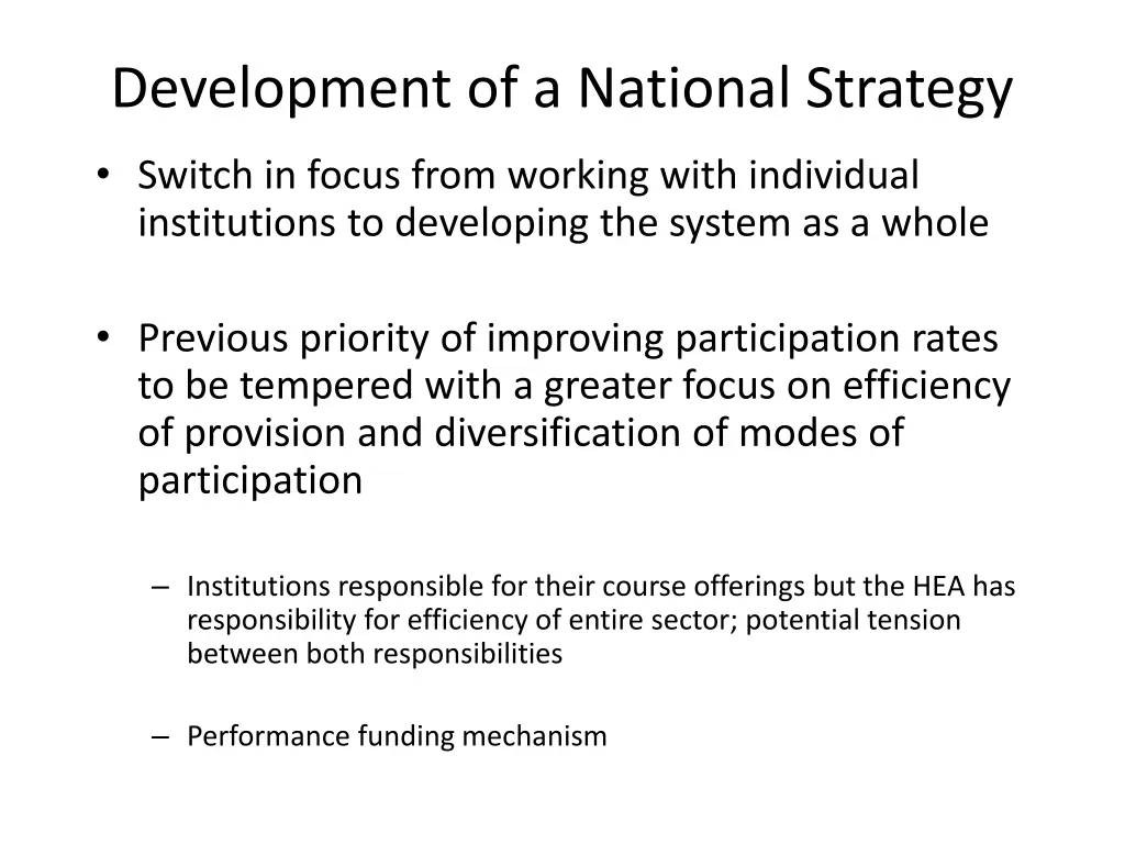 development of a national strategy