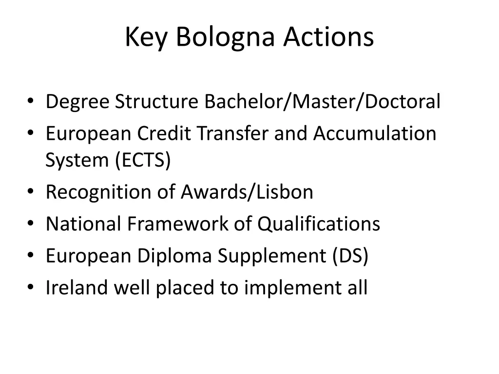 key bologna actions