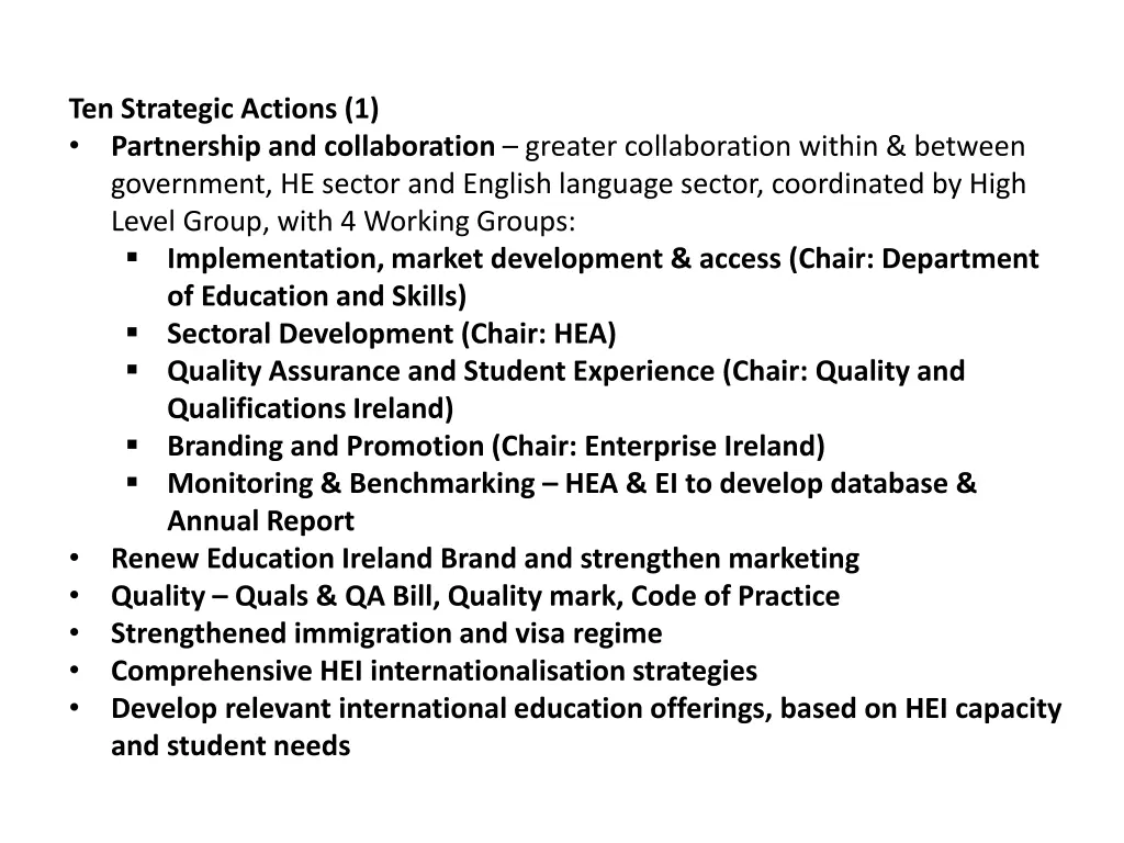 ten strategic actions 1 partnership