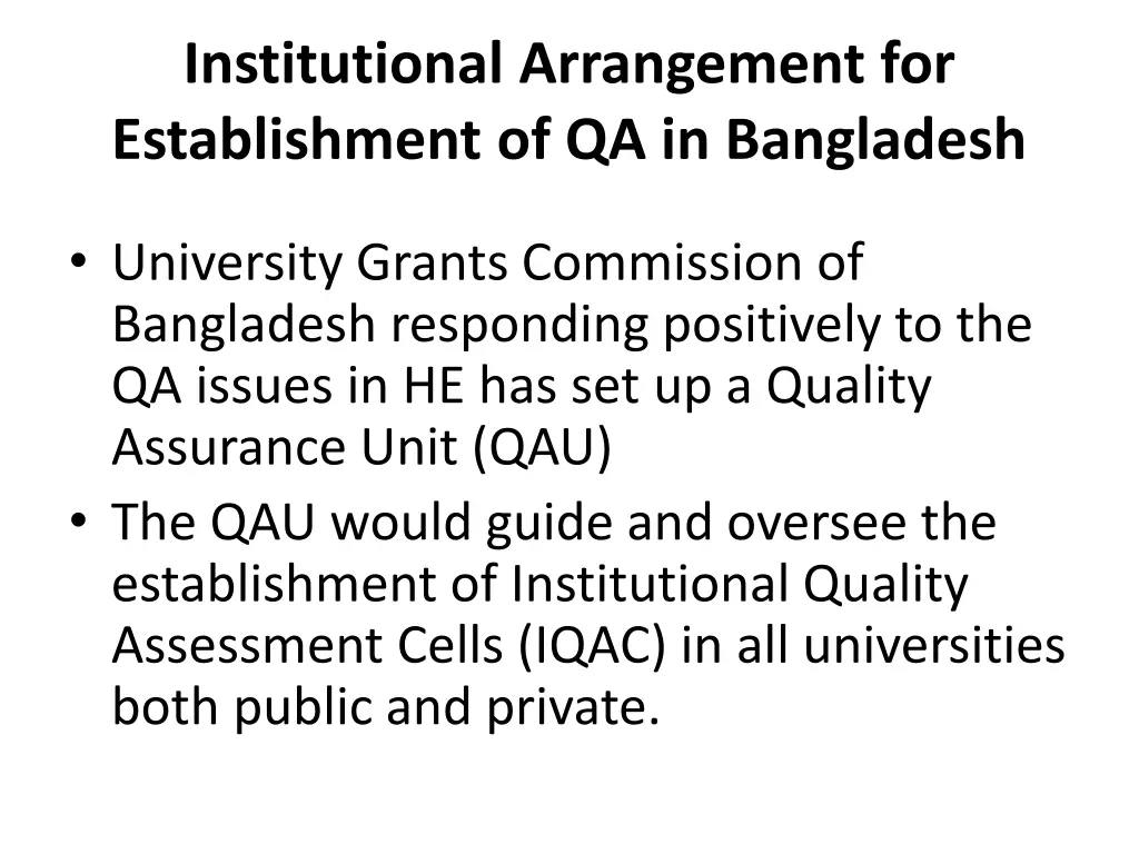 institutional arrangement for establishment