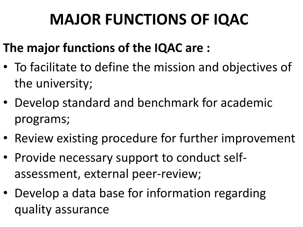 major functions of iqac