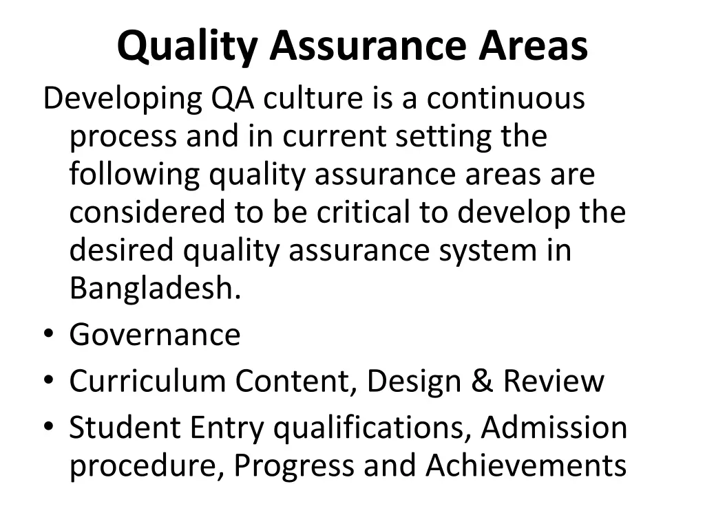 quality assurance areas developing qa culture