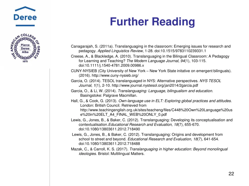 further reading