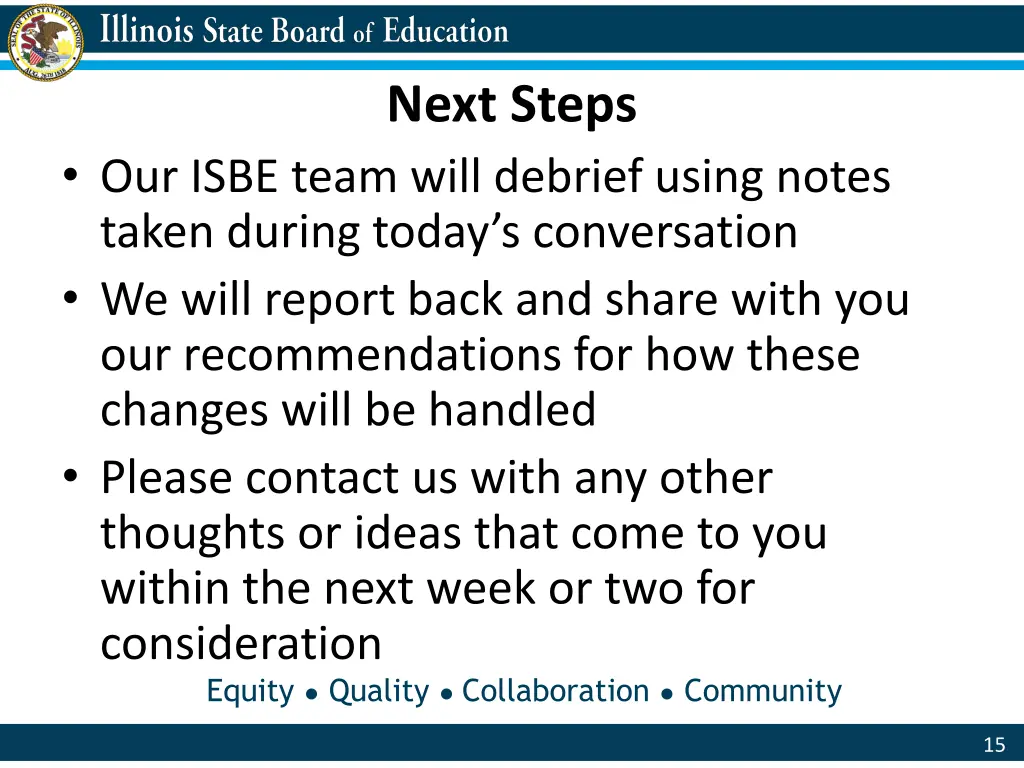 next steps