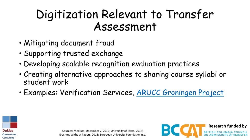 digitization relevant to transfer assessment