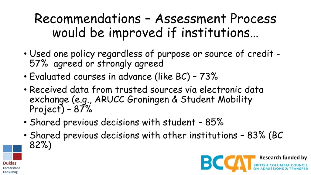 recommendations assessment process would