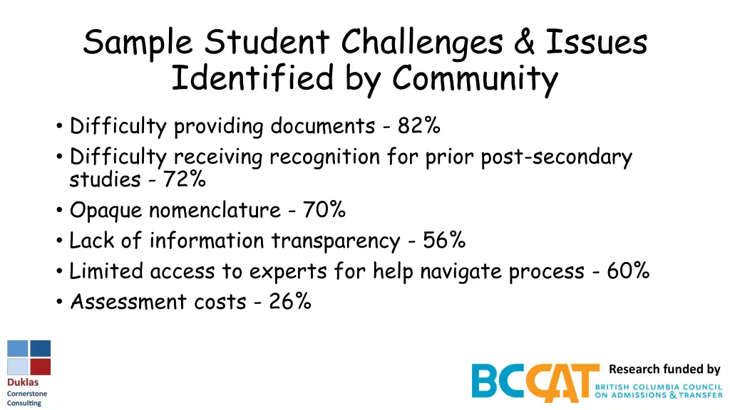 sample student challenges issues identified