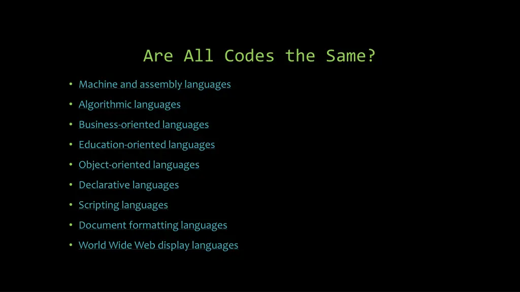 are all codes the same