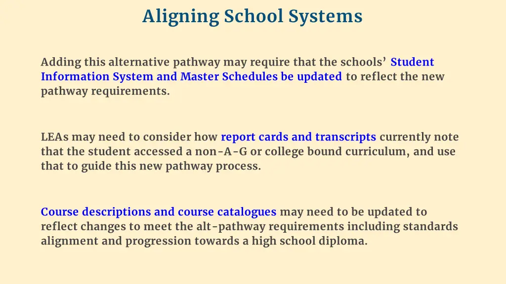 aligning school systems