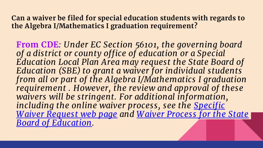 can a waiver be filed for special education
