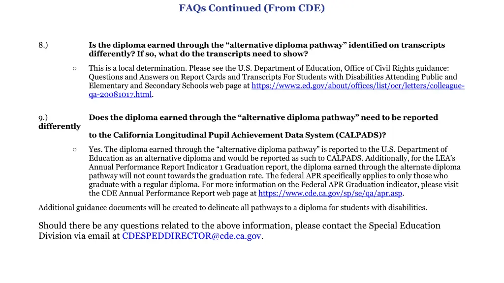 faqs continued from cde 1