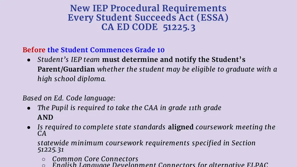 new iep procedural requirements every student