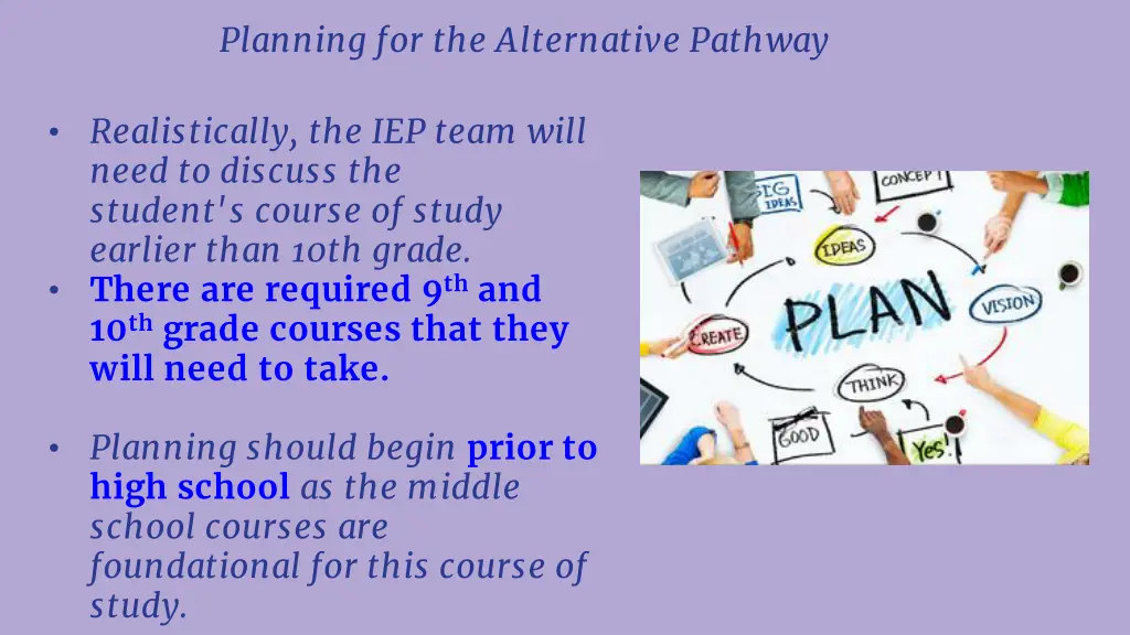 planning for the alternative pathway