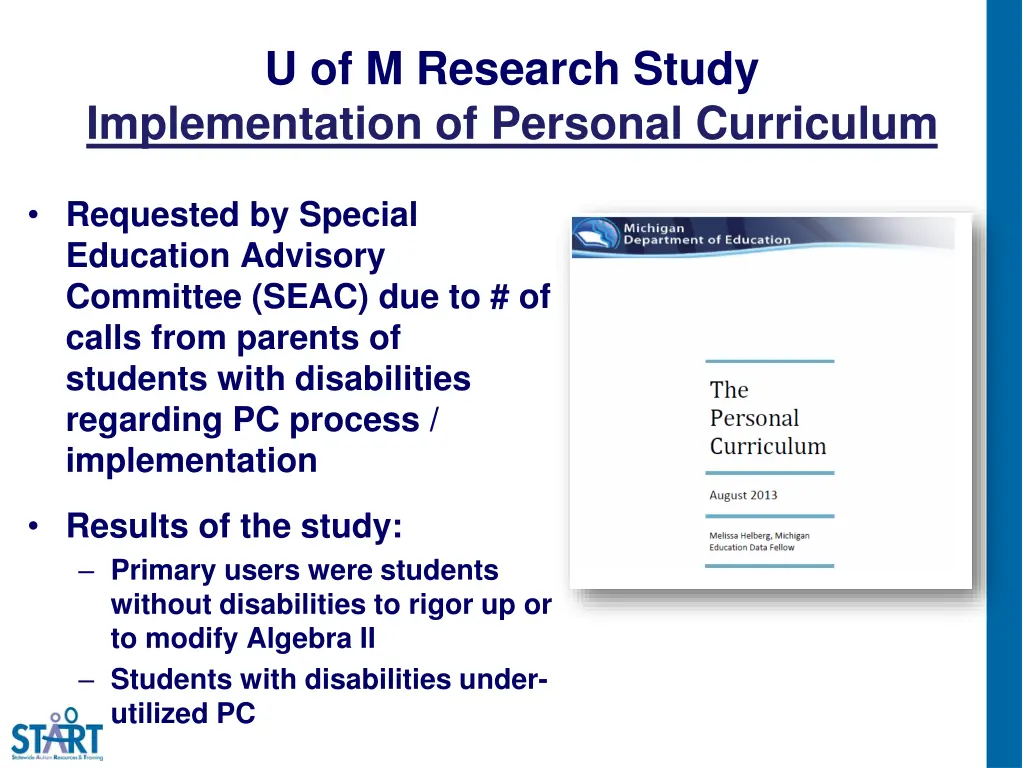 u of m research study implementation of personal