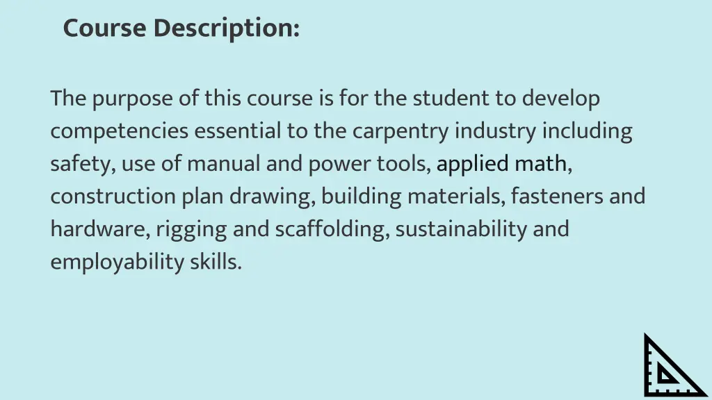 course description