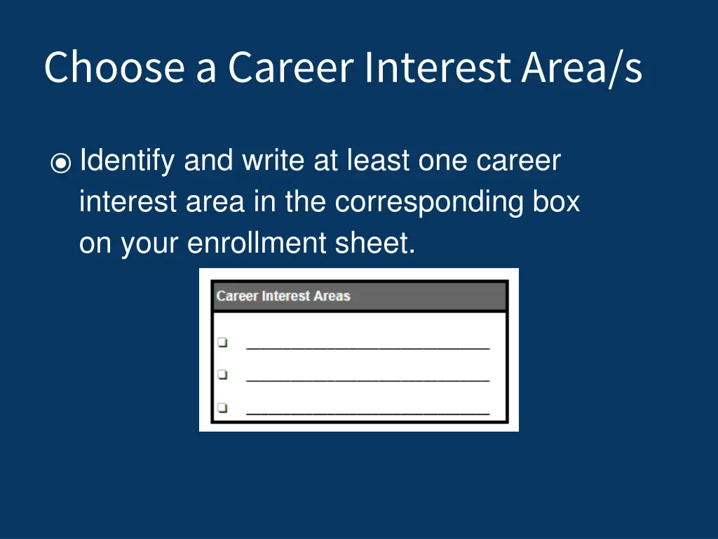 choose a career interest area s