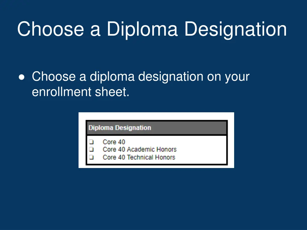 choose a diploma designation