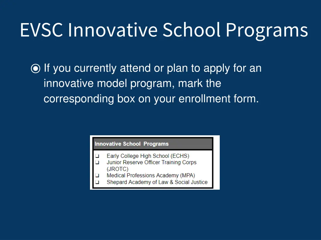 evsc innovative school programs