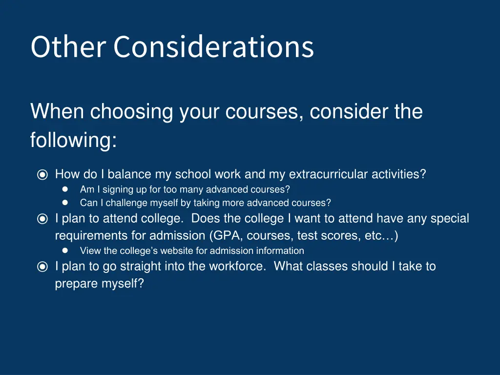 other considerations