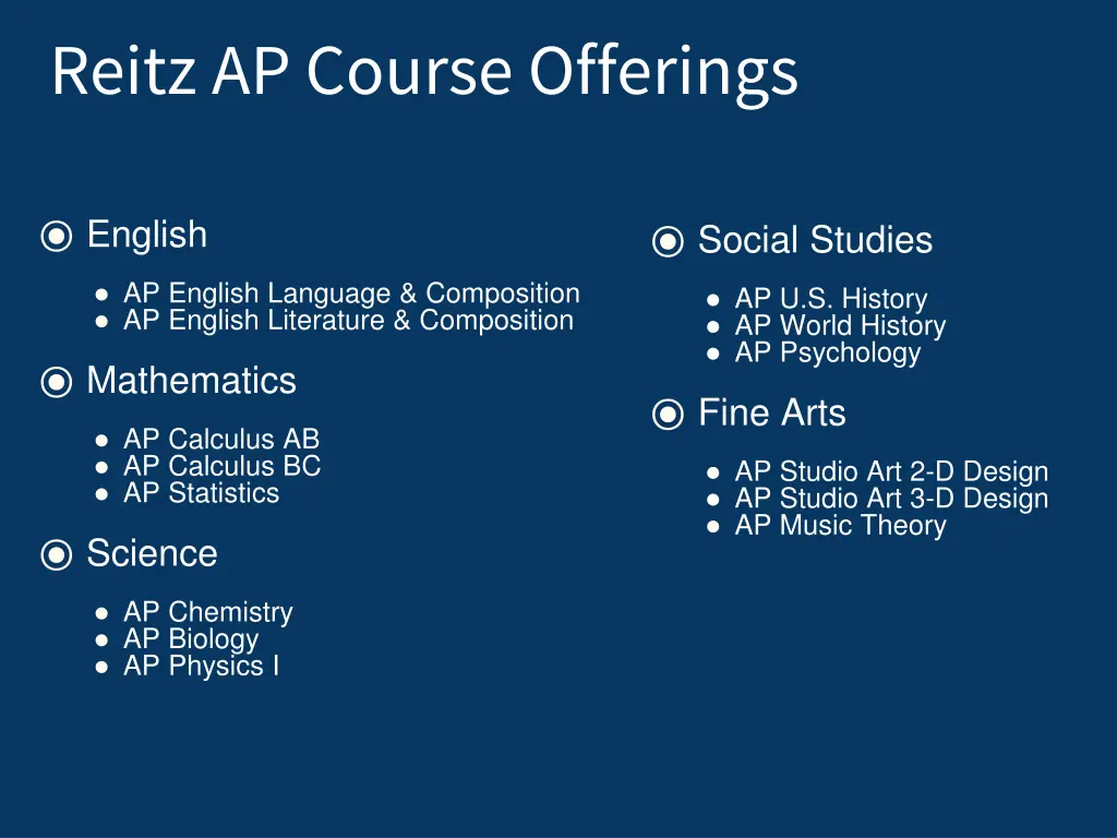 reitz ap course offerings