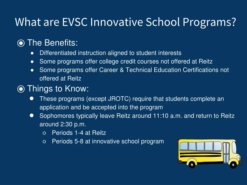 what are evsc innovative school programs