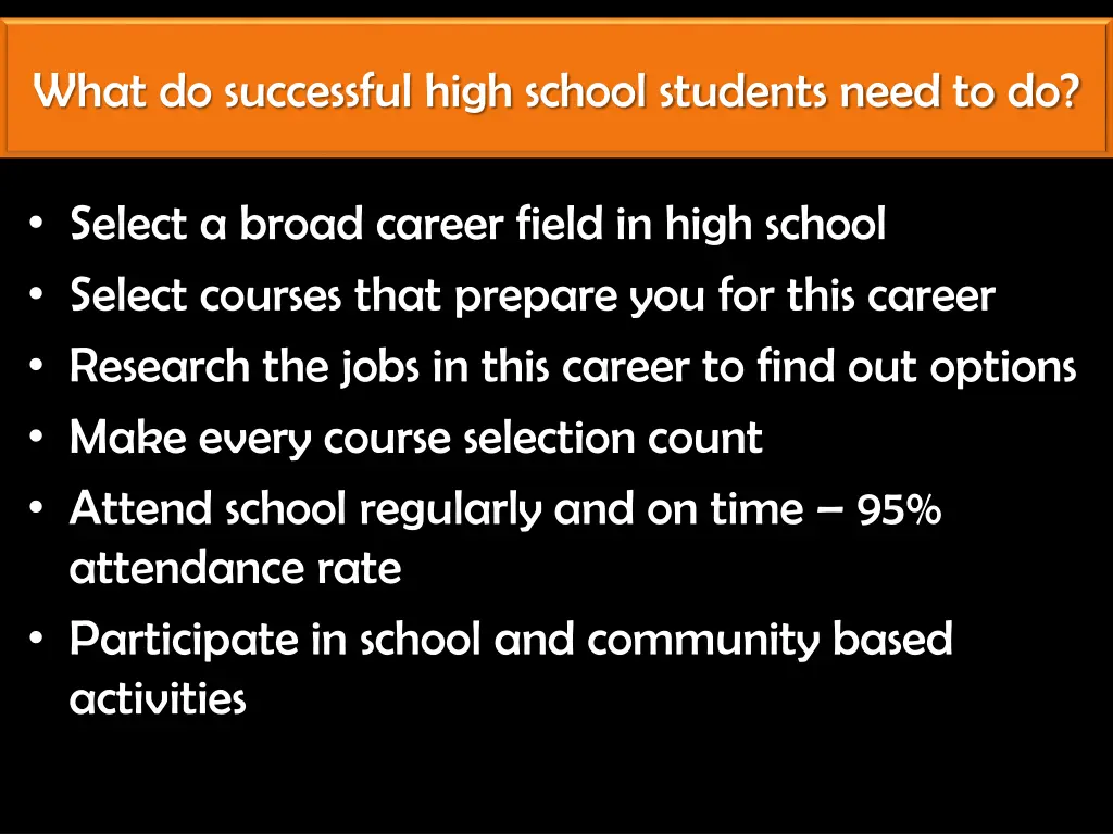 what do successful high school students need to do