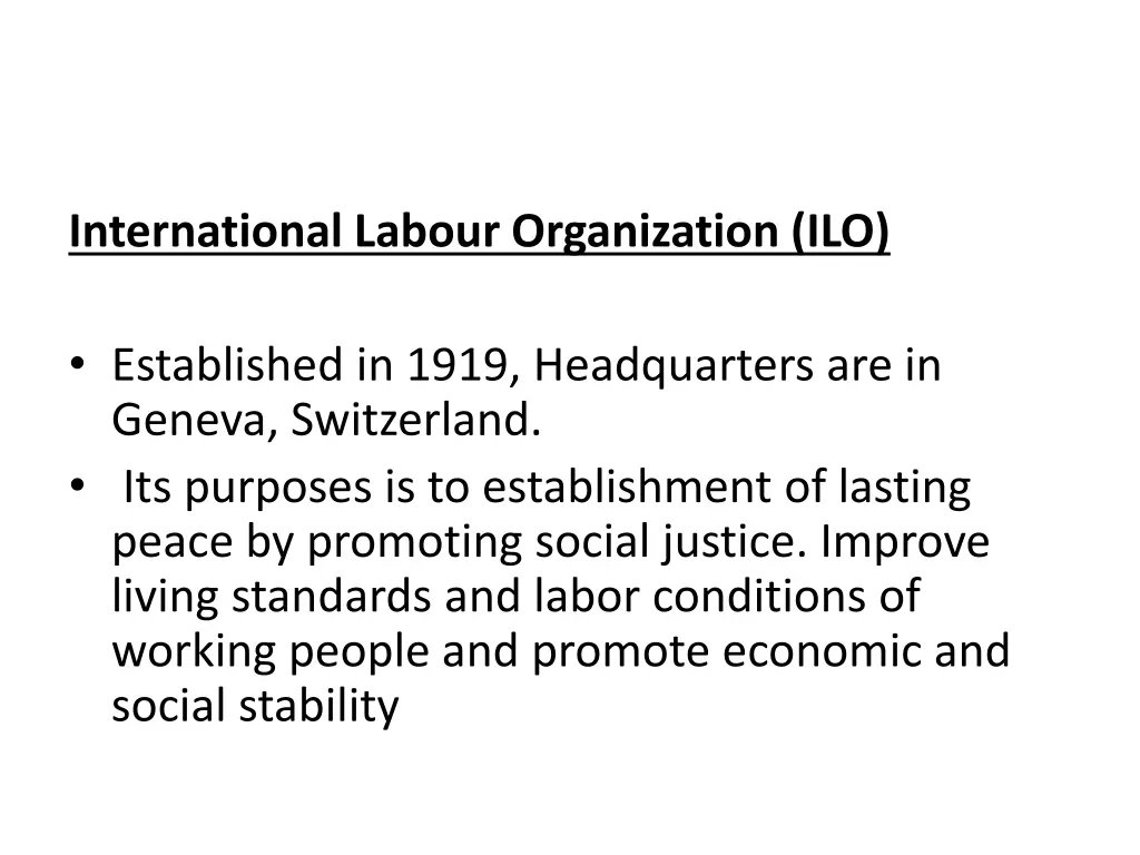 international labour organization ilo