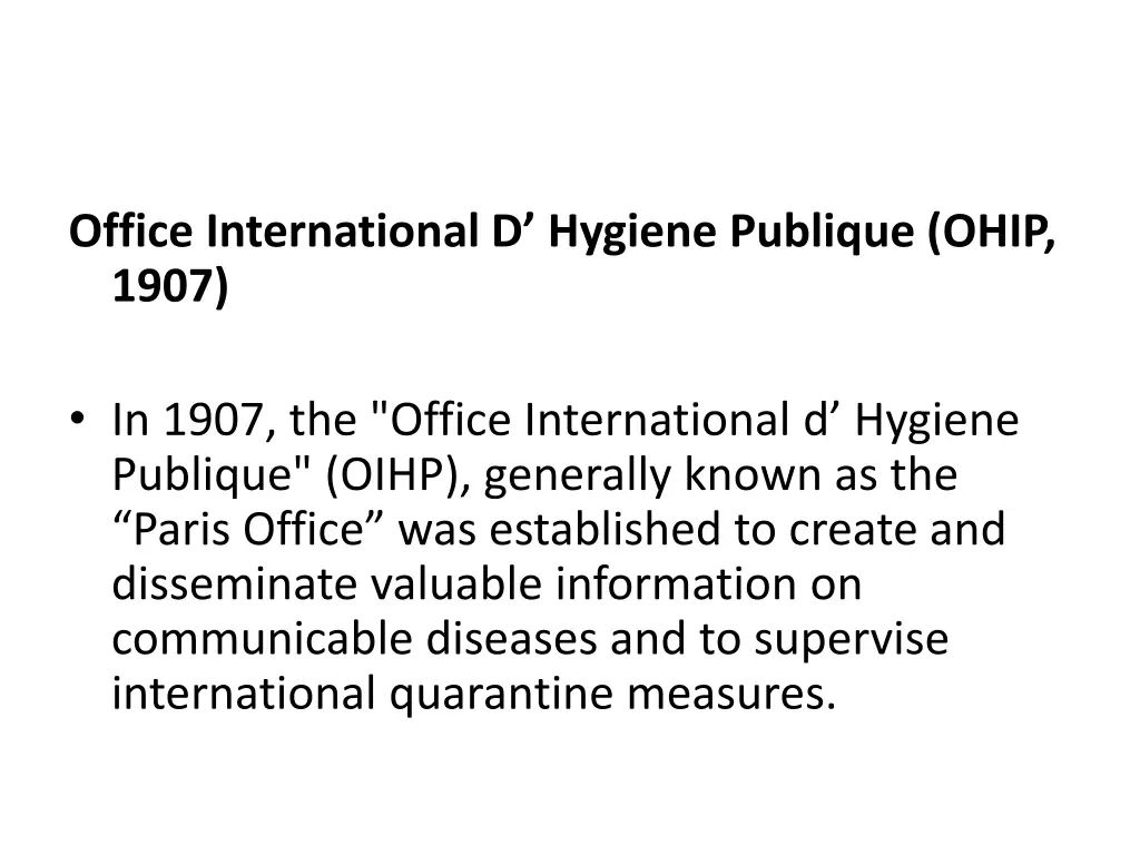 office international d hygiene publique ohip 1907