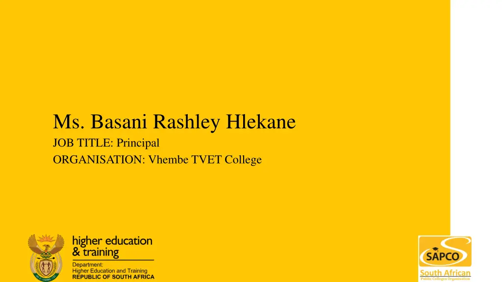 ms basani rashley hlekane job title principal