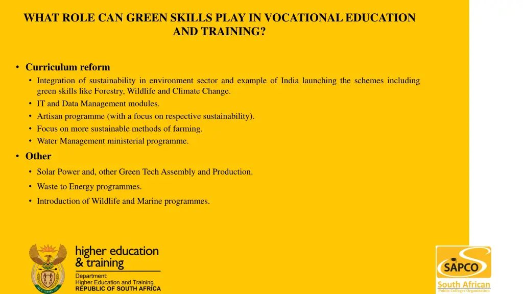 what role can green skills play in vocational 1