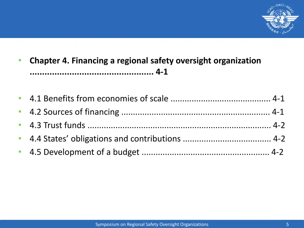 chapter 4 financing a regional safety oversight