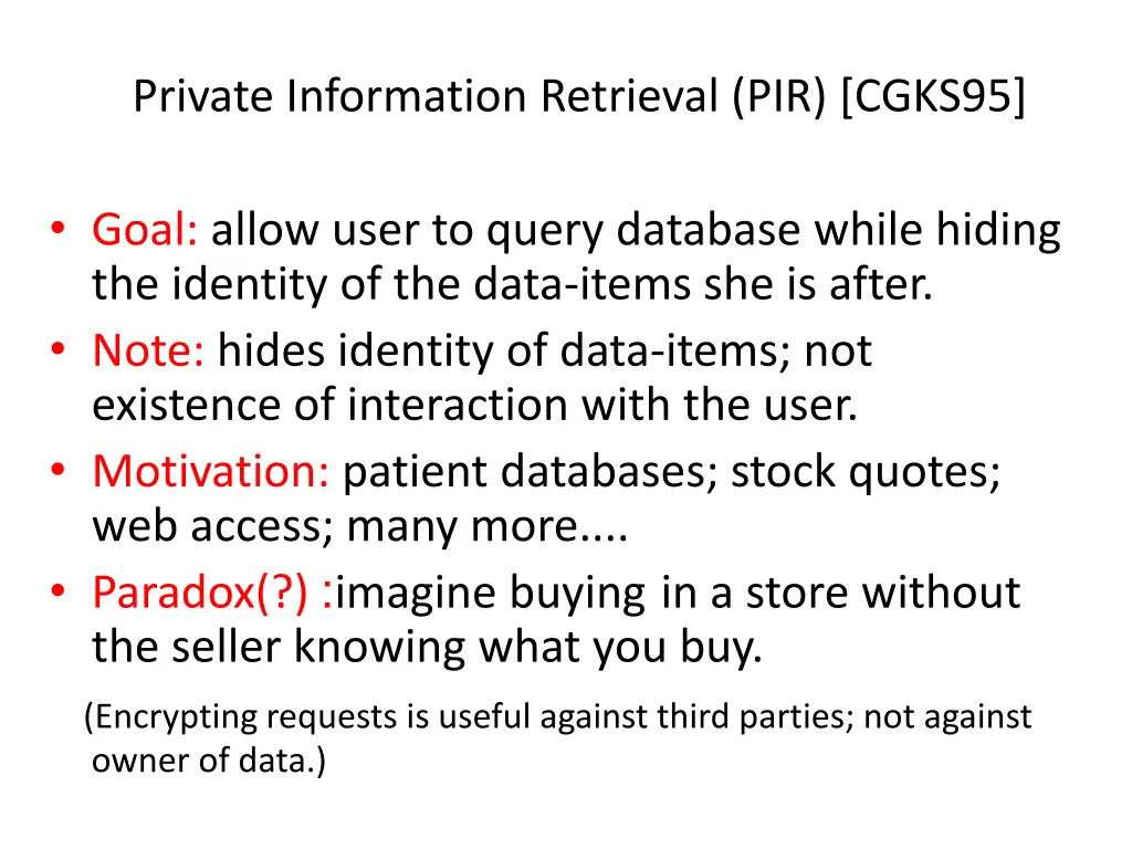 private information retrieval pir cgks95
