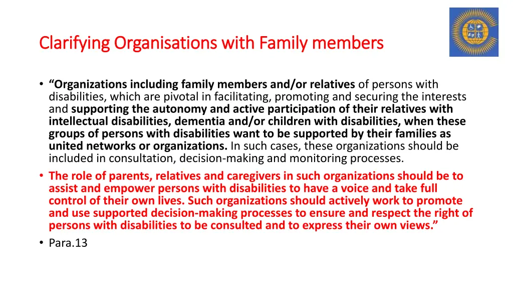 clarifying organisations with family members
