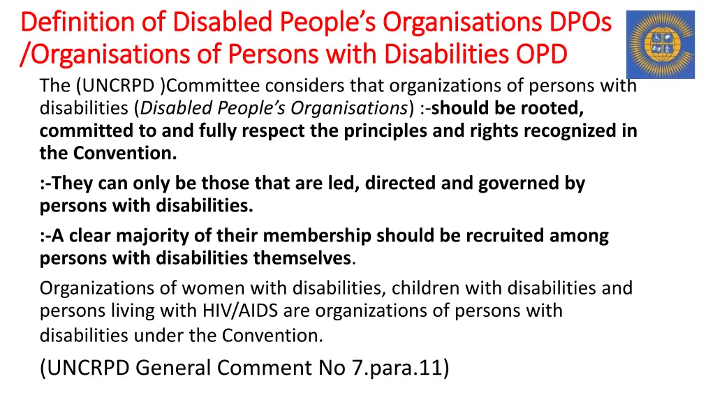 definition of disabled people s organisations