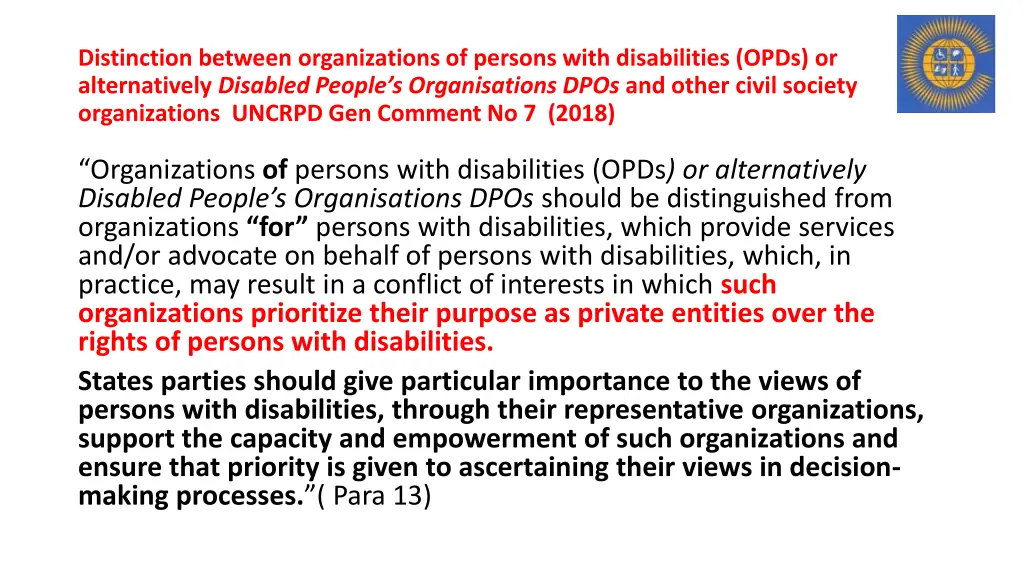 distinction between organizations of persons with
