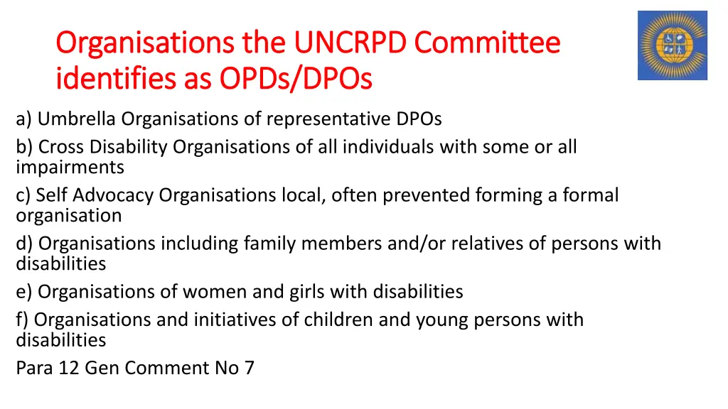 organisations the uncrpd committee organisations