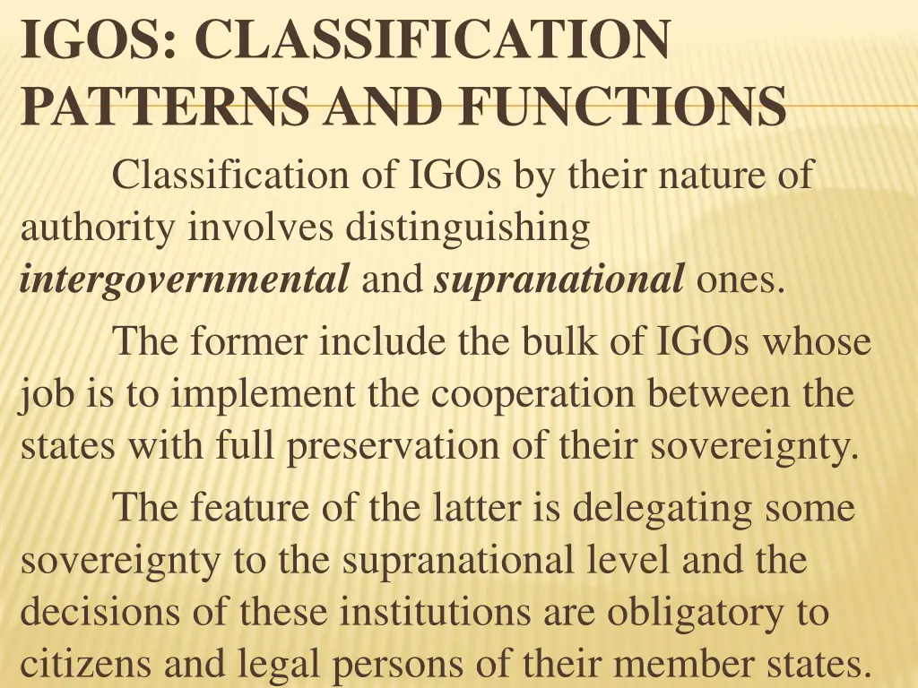 igos classification patterns and functions 1