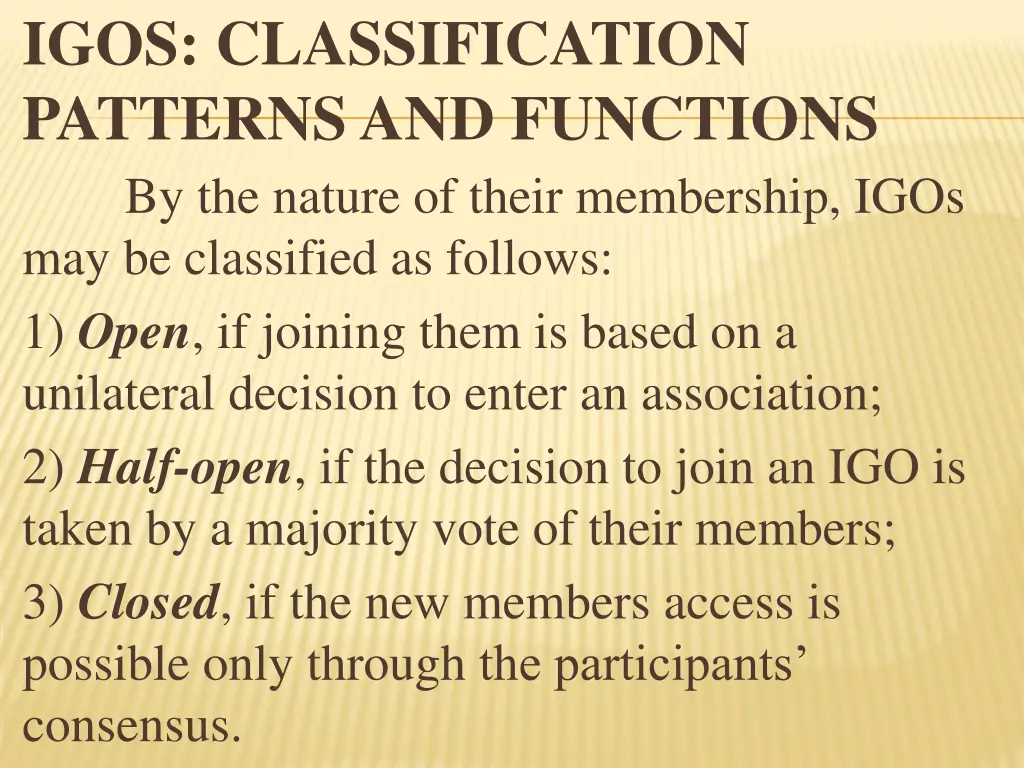 igos classification patterns and functions 2