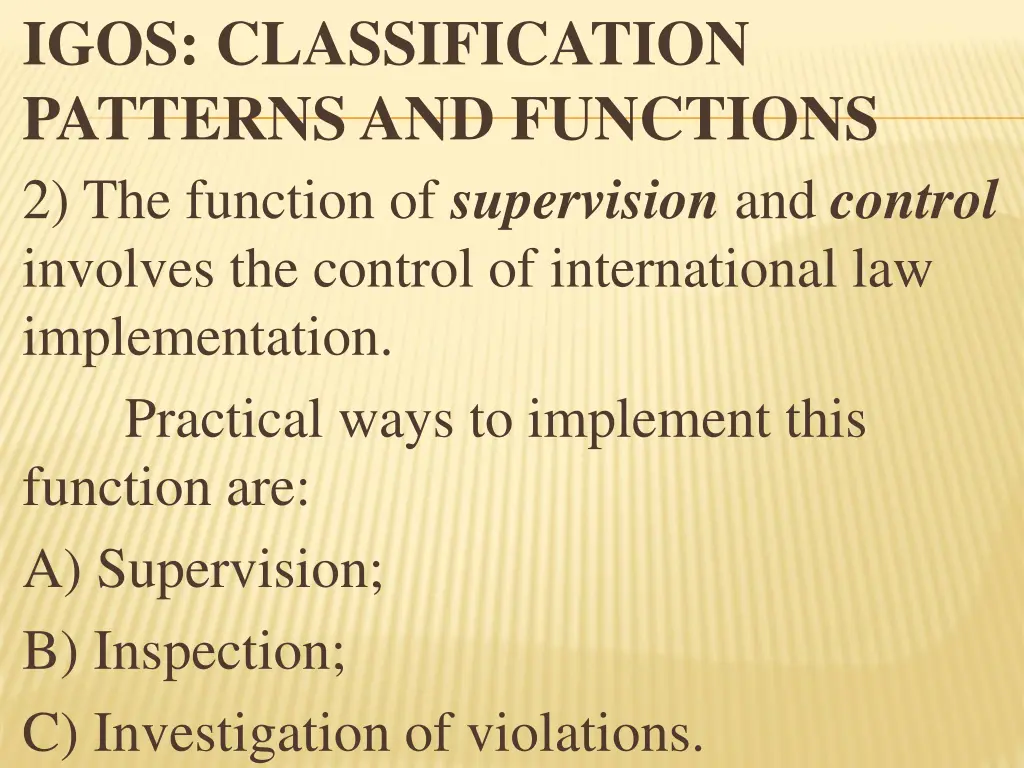 igos classification patterns and functions 5