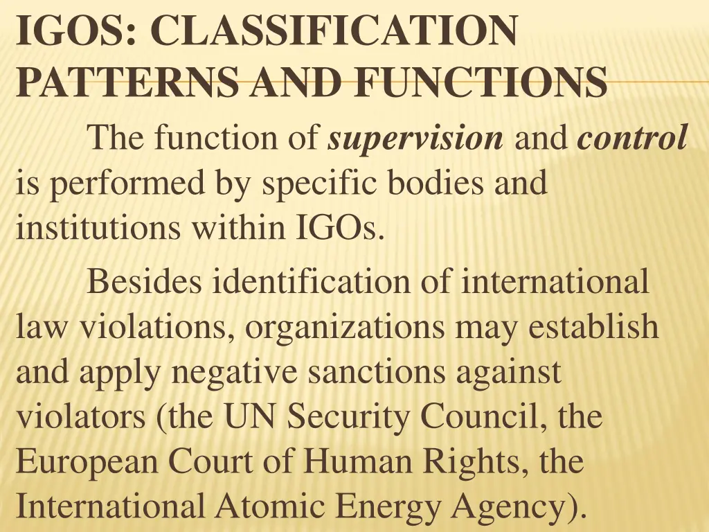 igos classification patterns and functions 6