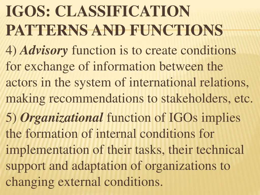 igos classification patterns and functions 8