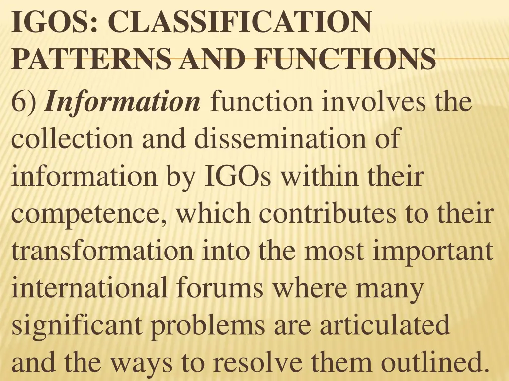 igos classification patterns and functions 9