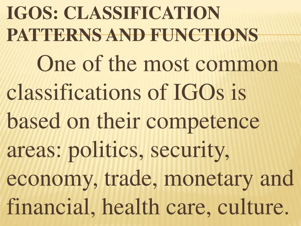 igos classification patterns and functions