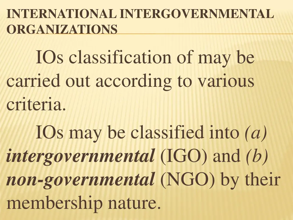 international intergovernmental organizations