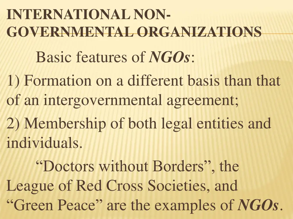 international non governmental organizations