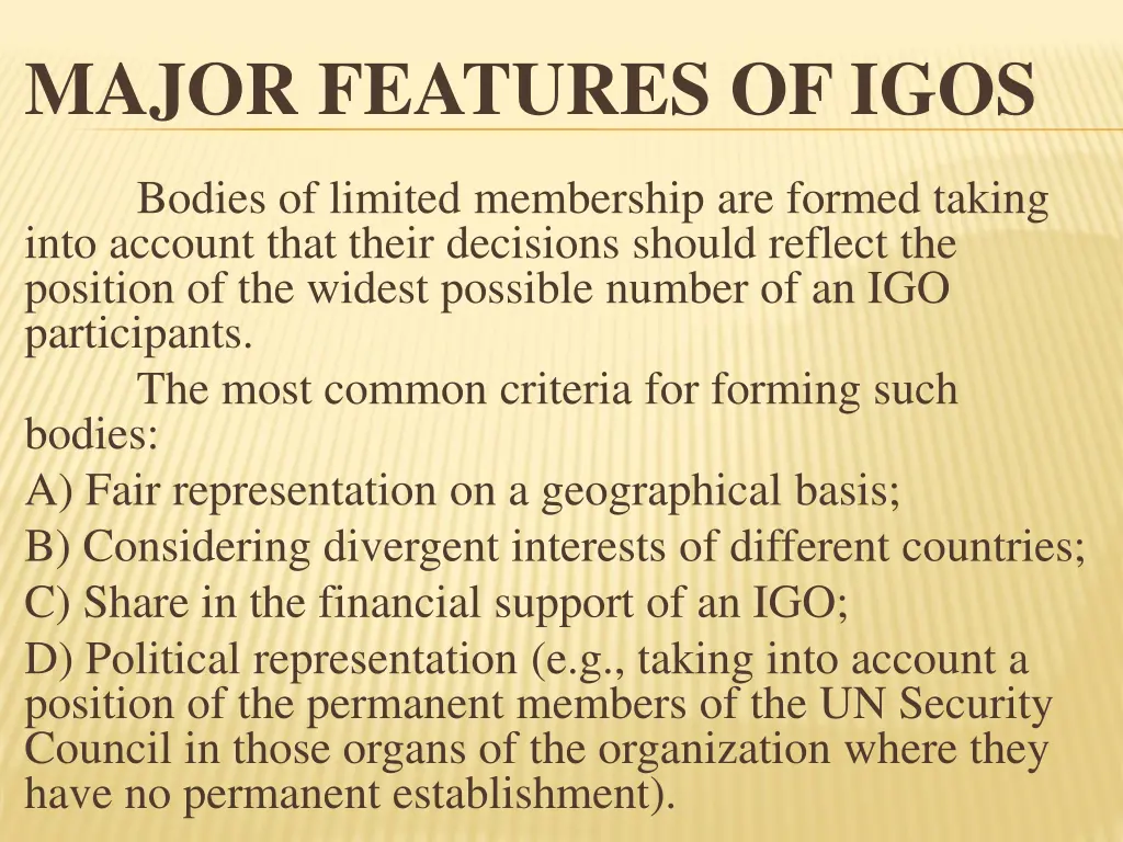 major features of igos 11