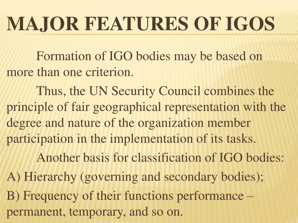 major features of igos 12